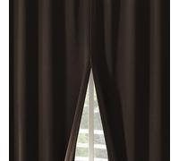 Sun Zero Belize 2-Pack Magnetic Closure Pleated Look Theater Grade 100% Blackout Back Tab Curtain Panel Pair, 52" x 63", Chocolate Brown