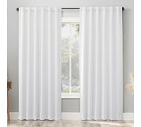 Sun Zero Belize 2-Pack Magnetic Closure Pleated Look Theater Grade 100% Blackout Back Tab Curtain Panel Pair, 52" x 63", White
