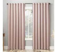 Sun Zero Belize 2-Pack Magnetic Closure Pleated Look Theater Grade 100% Blackout Back Tab Curtain Panel Pair, 52" x 96", Blush