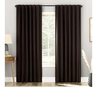 Sun Zero Belize 2-Pack Magnetic Closure Pleated Look Theater Grade 100% Blackout Back Tab Curtain Panel Pair, 52" x 96", Chocolate Brown