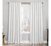 Sun Zero Brookhaven 2-Pack Embroidered Floral Pleated Look 100% Blackout Back Tab Curtain Panel Pair, 50" x 96", Cream