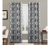 Sun Zero Burbank Watercolor Ogee Energy Efficient Grommet Curtain Panel, 54" x 84", Linen