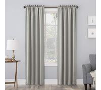 Sun Zero Easton Energy Saving Blackout Rod Pocket Curtain Panel, 40" x 63", Silver Gray