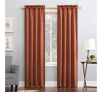 Sun Zero Easton Energy Saving Blackout Rod Pocket Curtain Panel, 40" x 63", Terracotta,One panel