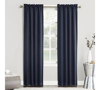 Sun Zero Easton Energy Saving Blackout Rod Pocket Curtain Panel, 40" x 84", Navy Blue