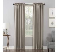 Sun Zero Easton Energy Saving Blackout Rod Pocket Curtain Panel, 40" x 95", Stone