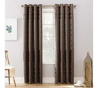 SUN ZERO Elidah Medallion Velvet Thermal Blackout Eyelet Curtains 50" x 95" Mocha