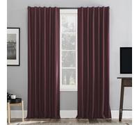 Sun Zero Faux Dupioni Silk Extreme 100% Blackout Back Tab Curtain Panel, Bordeaux Red, 50" W x 84" L (Pack of 1)