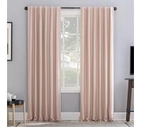 Sun Zero Greyson Faux Dupioni Silk Thermal Extreme Total Blackout Back Tab Curtain Panel, 50" x 84", Blush Pink
