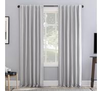 Sun Zero Greyson Faux Dupioni Silk Thermal Extreme Total Blackout Back Tab Curtain Panel, 50" x 84", Chrome Gray