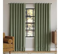 Sun Zero Greyson Faux Dupioni Silk Thermal Extreme Total Blackout Back Tab Curtain Panel, 50" x 95", Moss Green