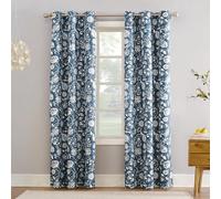 Sun Zero Jorah Botanical Print Thermal Insulated Energy Efficient Grommet Curtain Panel, 40" x 95", Blue