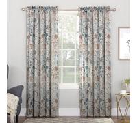 Sun Zero Kara Floral Print Energy Efficient Rod Pocket Curtain Panel, 54" x 63", Stone