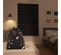 Sun Zero Lights Out Starry Night Portable Travel 100% Blackout Suction Cup Curtain Panel, 50" x 78", Stars