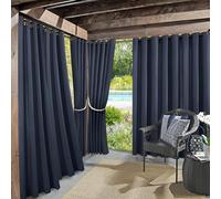 Sun Zero Marina Indoor/Outdoor UV Protectant Energy Efficient Grommet Curtain Panel, 54" x 84", Navy Blue