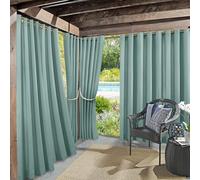 Sun Zero Marina Indoor/Outdoor UV Protectant Energy Efficient Grommet Curtain Panel, 54" x 84", Soft Teal