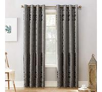 Sun Zero Medallion Bonded Velvet 100% Blackout Grommet Curtain Panel, Grey, 50" W x 95" L (Pack of 1)