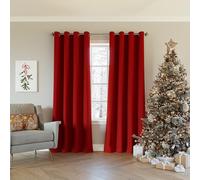 Sun Zero Nordic 2-Pack Theater Grade Noise Reducing Extreme 100% Blackout Grommet Curtain Panel Pair, 52" x 84", Red