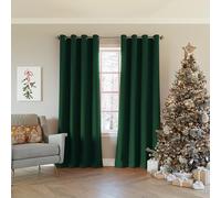 Sun Zero Nordic 2-Pack Theater Grade Noise Reducing Extreme 100% Blackout Grommet Curtain Panel Pair, 52" x 84", Evergreen