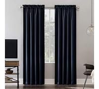 Sun Zero Oslo Theater Grade Extreme Total Blackout Rod Pocket Curtain Panel, 52" x 63", Navy Blue