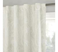 Sun Zero Pedra Paisley Embroidery 100% Blackout Back Tab Curtain Panel, 40" x 84", Pearl White