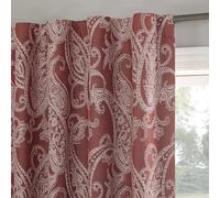 Sun Zero Pedra Paisley Embroidery 100% Blackout Back Tab Curtain Panel, 40" x 84", Rustic Red