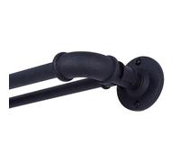 Sun Zero SN47080 Bronn Industrial Pipe Blackout Wrap Around Double Curtain Rod, 66-120" Adjustable Length, Matte Black Finish, 3/4" and 5/8" Diameter Textured Steel Tubes