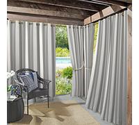 Sun Zero Valencia 2-Pack Cabana Stripe Indoor/Outdoor UV Protectant Energy Efficient Grommet Curtain Panel Pair