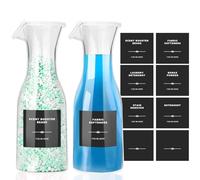 sunal Liquid Laundry Detergent Dispenser, 1182ml Fabric Softener Storage Bottle,Scent Booster Beads Container with 8 Waterproof Label for Laundry Room Organization/Decor 2 Pack