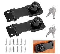 Sunallwell 2 Packs Door Lock Hasps, Keyed Hasp Locks Door Lock Hasp and Staple with Padlock Shed Locks with 2 Keys Safety Door Clasp Twist Knob Keyed Locking Hasp for Cabinets Drawer Gate (3inch)