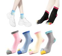 Sunallwell 5 Pairs Women Toe Socks ladies Breathable Running Socks Girls Cotton Five Finger Socks Nonslip Ankle Sport Socks
