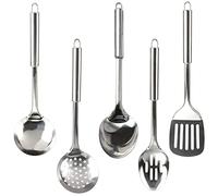 Sunallwell Cooking Utensils Set Heat Resistant Kitchen Stainless Steel Cooking Spoons Spatula Non-Stick Cooking Tools Includes Ladle Slotted Turner Skimmer Slotted Spoon Solid Spoon