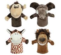 Sunallwell Hand Puppets for Kids, 4 Packs Sooty and Sweep Animal Puppets for Children Toddlers Boys Girls (Big Movable Mouths)