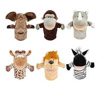Sunallwell Hand Puppets for Kids, 6 Packs Sooty & Sweep Animal Puppets, Toddlers Boys & Girls with Big Movable Mouths