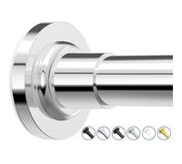 SUNALLY Shower Curtain Rod Adjustable 32-47 Inch, Spring Tension Shower Rods Stainless Steel Telescoping Curtain Rod for Bathroom, No Drilling, No Slip, No Rust, Chrome