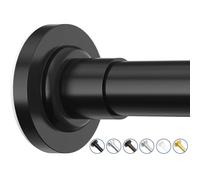 SUNALLY Shower Curtain Rod Adjustable 32-47 Inch, Spring Tension Shower Rods Stainless Steel Telescoping Curtain Rod for Bathroom, No Drilling, No Slip, No Rust, Black