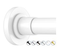 SUNALLY Shower Curtain Rod Adjustable 32-75 Inch, Spring Tension Shower Curtain Rods Stainless Steel Telescoping Curtain Rod for Bathroom or Windows, No Drilling, No Slip, No Rust, White