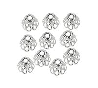 SunaOmni 100 PCS Flower Bead Caps Filigree Basket Bead End Hollow Flower Bead End Caps For Jewelry Making Antique 7mm Silver Golden Flower Beads Beautiful Beads Flower Bead Caps Bead Assortments