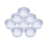 SunaOmni 4 Inch Cake Pan, Set of 8, Anodized Aluminum Round Cake Pans with 100 Pcs Parchment Paper Tins Baking Pan for Cheese Cake, Pizza, Quiche, Non Toxic, Leakproof, Easy Release.