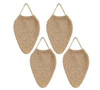 SunaOmni 4Pcs Wasp Nest Decoy, 8x14 Faux Crochet Hanging Practical Fake Wasp Nest Deterrent for Patio Garden Yard Eaves Uses, Light Brown Fake Traps Outdoor Hanging Trap