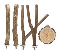 SunaOmni 5Pcs/Set Bird Perch Stand Safe Natural Wood Parrot Stand Interactive Bird Perches Exercise Toys Cage Accessories for Budgie, Parakeet, Lovebird Perch Parrot Perches