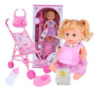 SunaOmni Baby Doll Stroller Set Realistic Interesting Baby Doll with Stroller Includes , , Diaper, Bottle, Urinal & Scarf, Set for Pretend Play Role Play, Girl