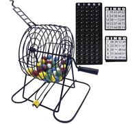 SunaOmni Bingo Set Deluxe Fun Bingo Game Set Includes 150 Colorful Chips, 18 Cards, 75 Balls, 8" Hand-Cranked Cage & Board Sets for Adults Large Group, Party, Bar Game