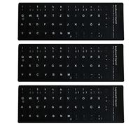 SunaOmni Black Background German Keyboard Stickers, 3 Pieces, PVC, Dust-Proof, Water Resistant