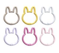 SunaOmni Cute Carabiner Clip, 6PCS Multicolor Rabbit Shaped Keychain Clip, 1.5x1.7 inch Metal Cute Carabiner for Keychains, Water Bottle, Bags, Fishing Hiking TravelingCute ClipCarabiner