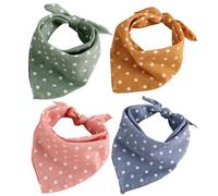SunaOmni Dog Bandana 4Pcs 4 Color 18x18 Inch Dotted Cotton Linen Bandana for Dog and Cat for Photo, Having Meal, Dressing for Cat