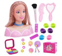 SunaOmni Doll Head for Hair Styling 35Pcs/Set Simulated Styling Head Doll for Kids Imaginative & Makeup Learning Pretend Play Toys for Girls, Gifts for Girls, Set 3 Snake Toy Stuffed Snake Plush