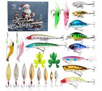 SunaOmni Fishing Advent Calendar 2024,Christmas Countdown Advent Calendar 24 Day of Countdown Fishing Tackle Advent Calendar Includes Various Baits for Men, Angler, Fishing Enthusiasts