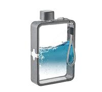 SunaOmni Flat Water Bottle 380ML Square Leakproof Flat Water Bottle Transparent Flat Water Bottle for Home, Office and Sports Square Flat Water Bottle Square Water Bottle Sport Bottle