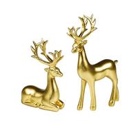 SunaOmni Gold Reindeer Home Ornaments Resin Reindeer Sculpture Figurines for Christmas Home Table Decor 2pcs Resin Reindeer Decor Christmas Reindeer Figurines Home Table Decoration Reindeer Sculpture